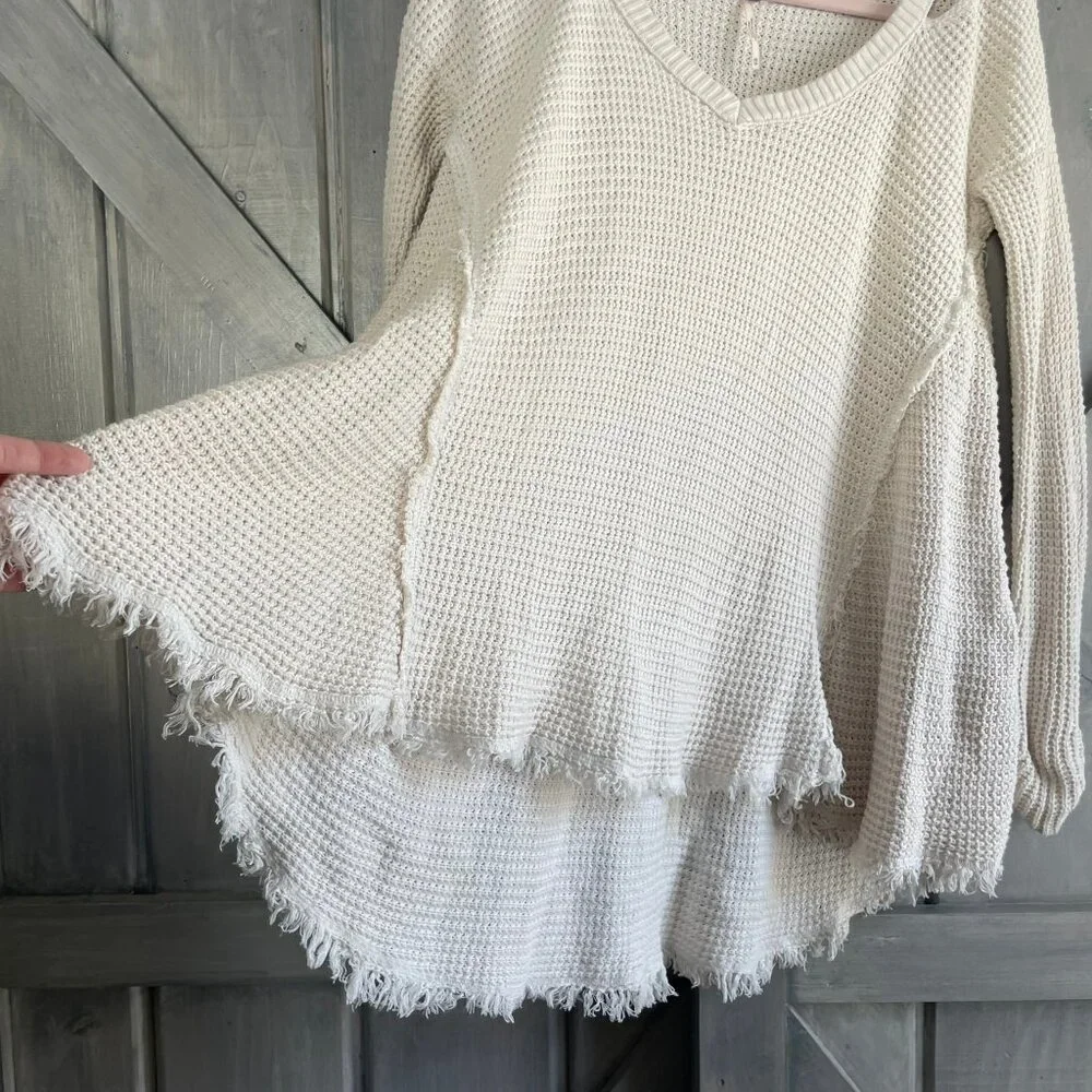 FREE‎ PEOPLE Catch a glimpse Moonshine V neck cold shoulder waffle knit Tunic XS